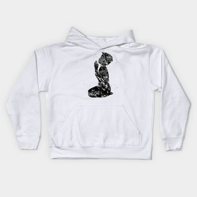 Little boy praying Kids Hoodie by erzebeth